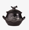 Olla de cerámica negra con Flor